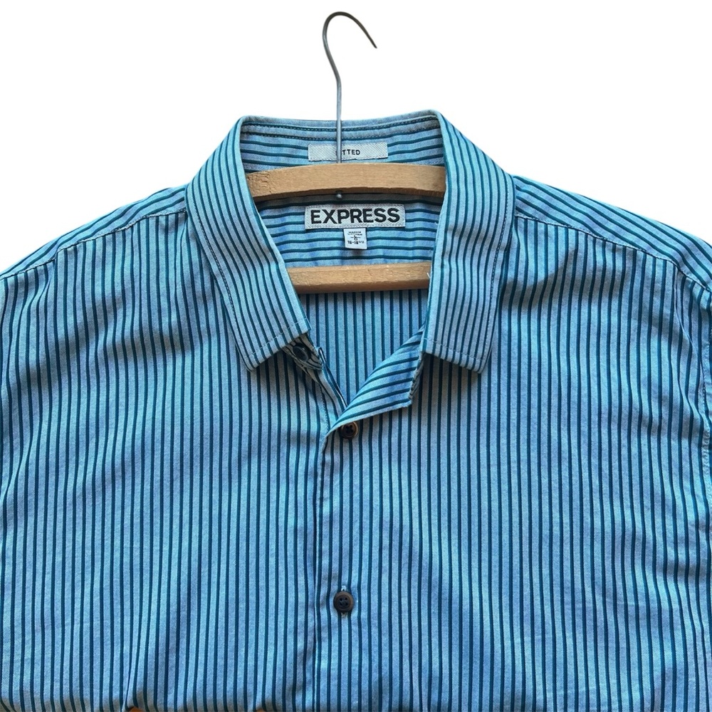 Express Blue Striped Men's Shirt
